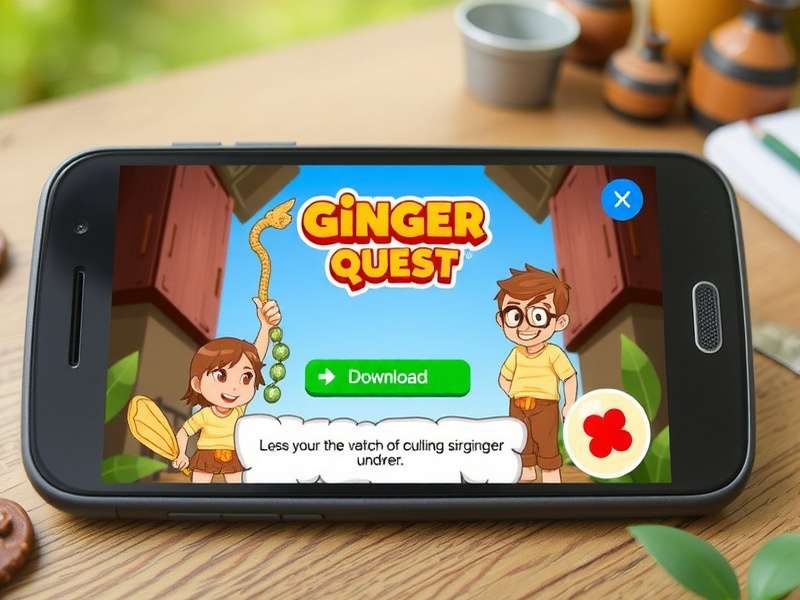 Ginger Quest on mobile device showing download screen