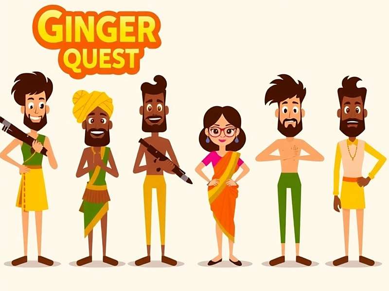 Ginger Quest characters from different Indian regions