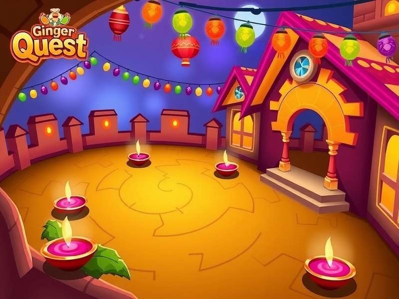 Ginger Quest Diwali special event with decorated village and diyas